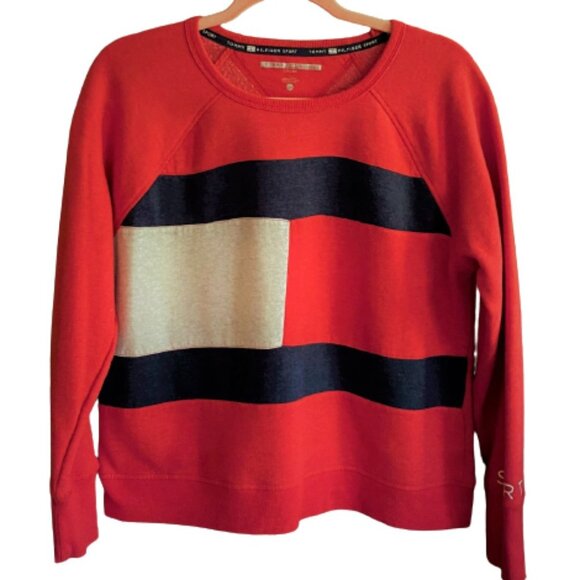Tommy Hilfiger Sport retro vintage inspired Sweatshirt Colour Block Flag Logo - Picture 1 of 11